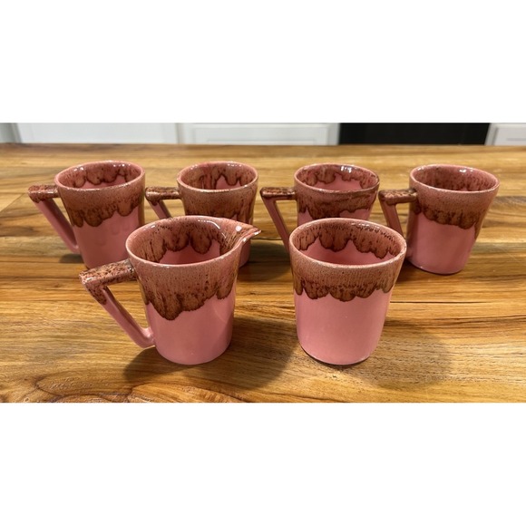 Winart Other - Winart Pottery Mug & Creamer Lot Pink Drip Glaze MCM Tea Coffee Cottage Core